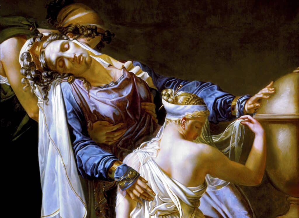 Greek temple at dusk